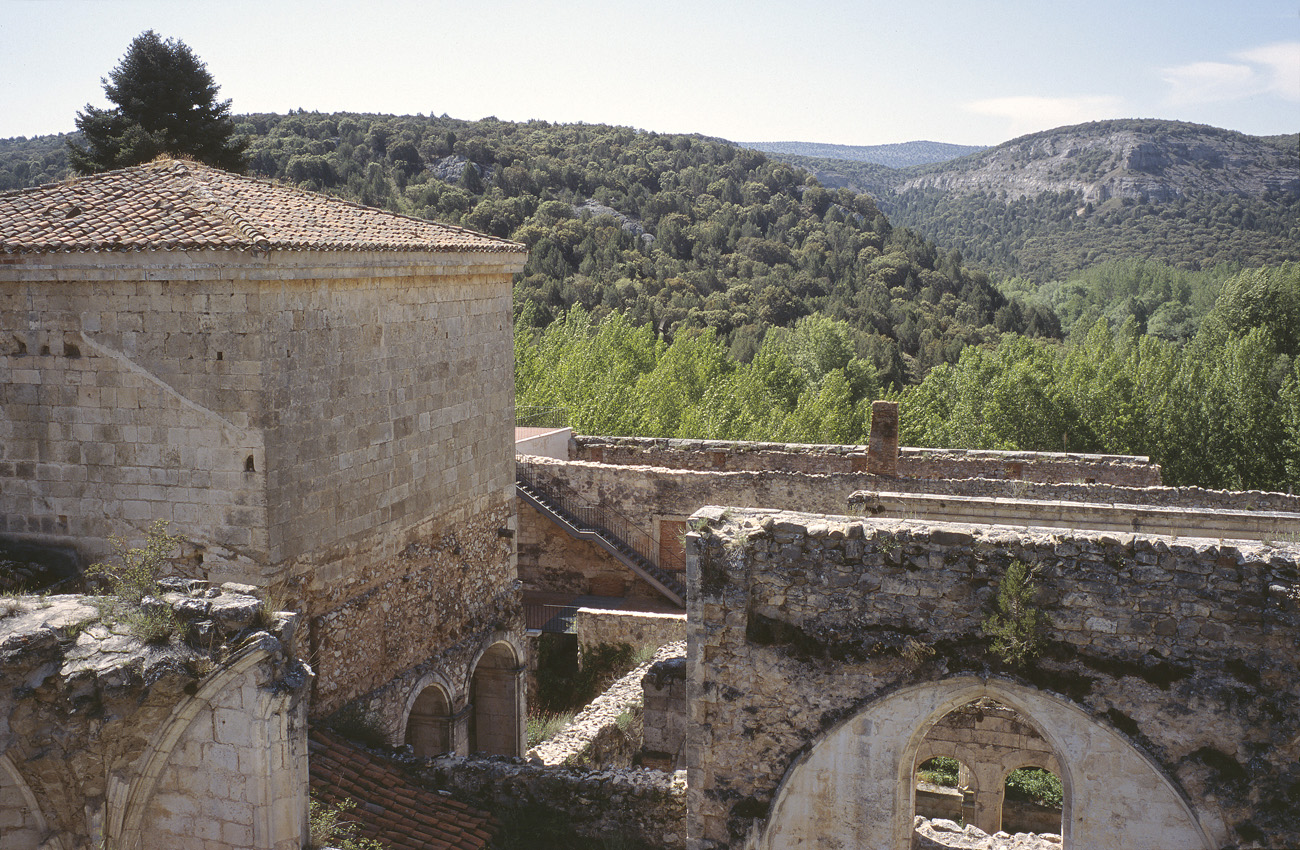 mar02_11_12 ruines couvent.jpg - Castille, mai 2002 Santo Domingo de Silos ruines d'un ancien monastère dans la région de Burgos et de Santo Domingo de Silos Provia 100 F